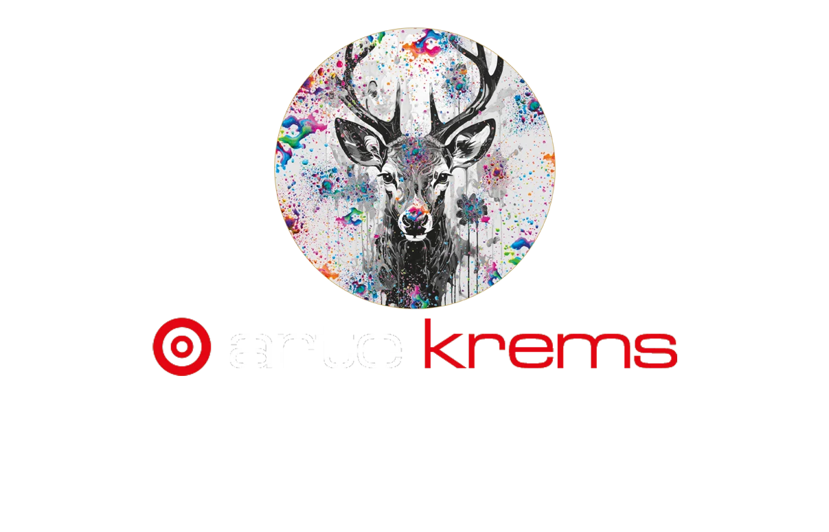 LUXE EDIT10N by Patricio Cataldo Ein Bild von einem stylistischen Hirschen. Darunter ist der Schriftzug "arte krems". Hierunter befindet sich die Wort-Bildmarke "Patricio Cataldo - with passion".